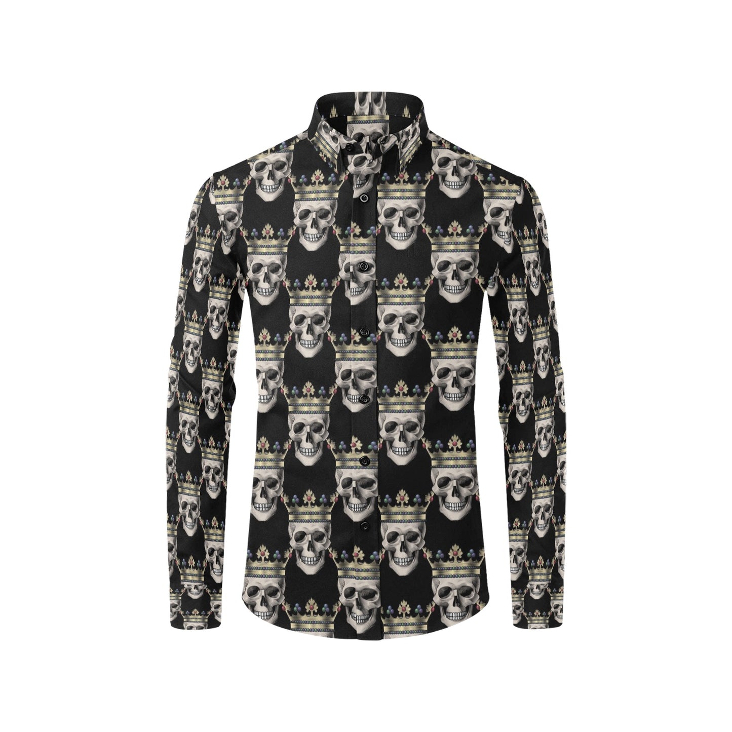 Skull King Print Design LKS3010 Men's Long Sleeve Dress Shirt