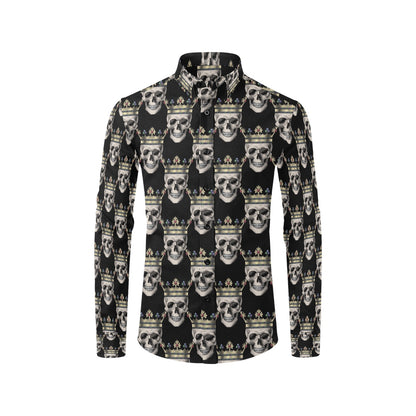 Skull King Print Design LKS3010 Men's Long Sleeve Dress Shirt