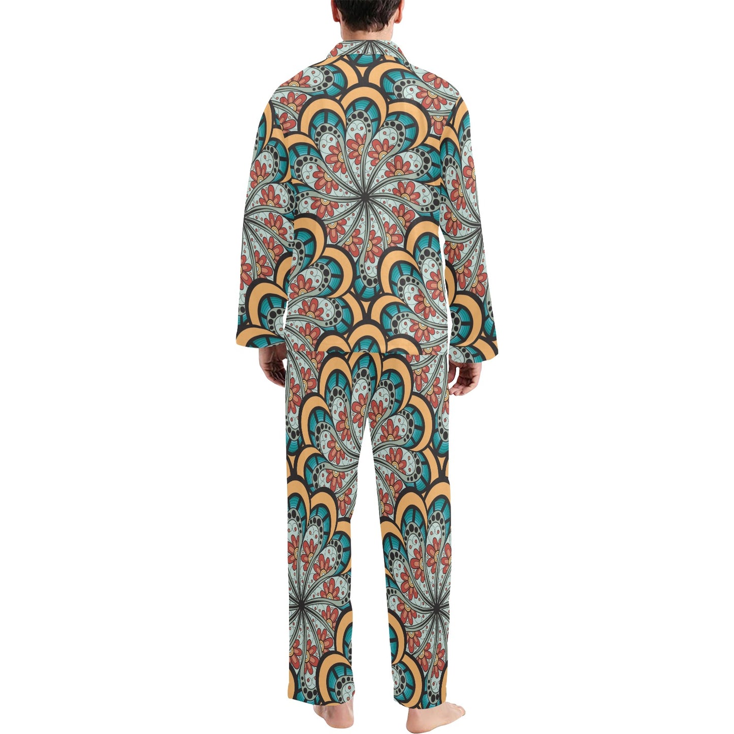 Mandala Pattern Print Design 01 Men's Long Pajama Set