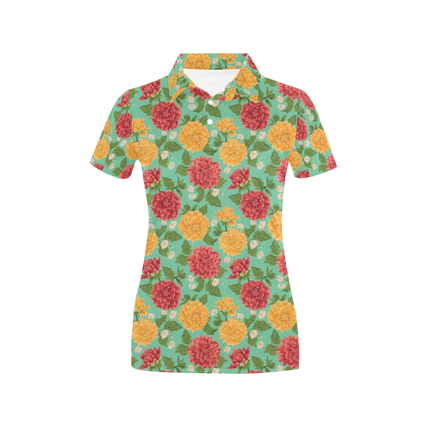 Dahlia Pattern Print Design DH011 Women's Polo Shirt