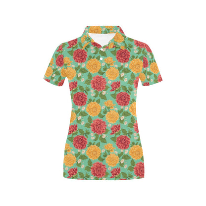 Dahlia Pattern Print Design DH011 Women's Polo Shirt
