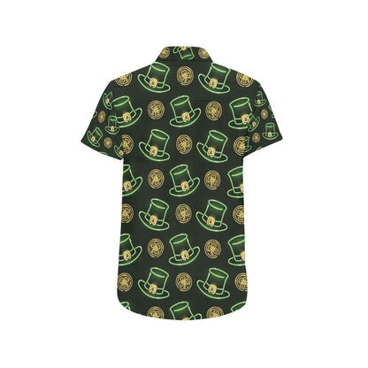 St Patricks Day Print Design LKS308 Men Short Sleeve Button Up Shirt