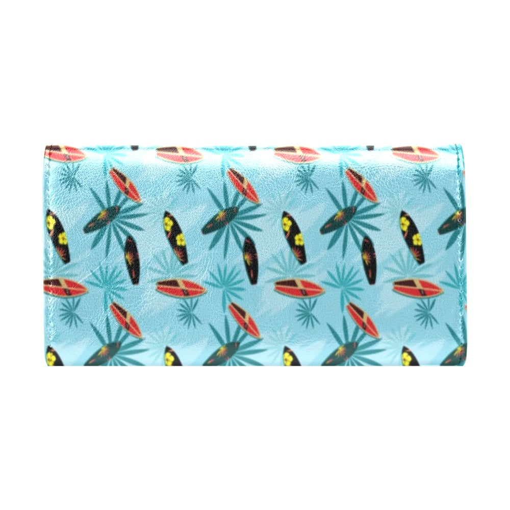 Surfboard Themed Pattern Women's Trifold Wallet