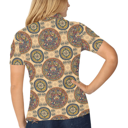 Calendar Aztec Pattern Print Design 02 Women's Polo Shirt