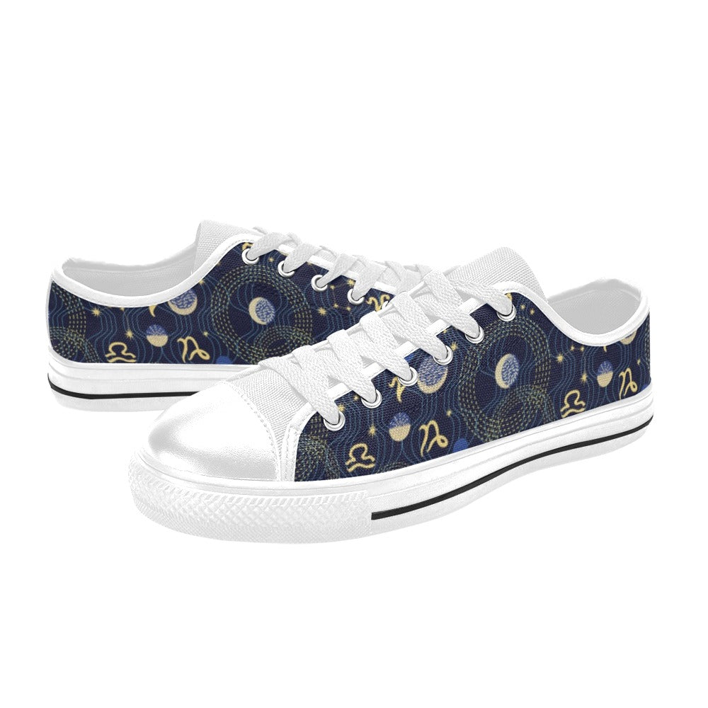 Zodiac Print Design LKS302 Women's White Low Top Shoes