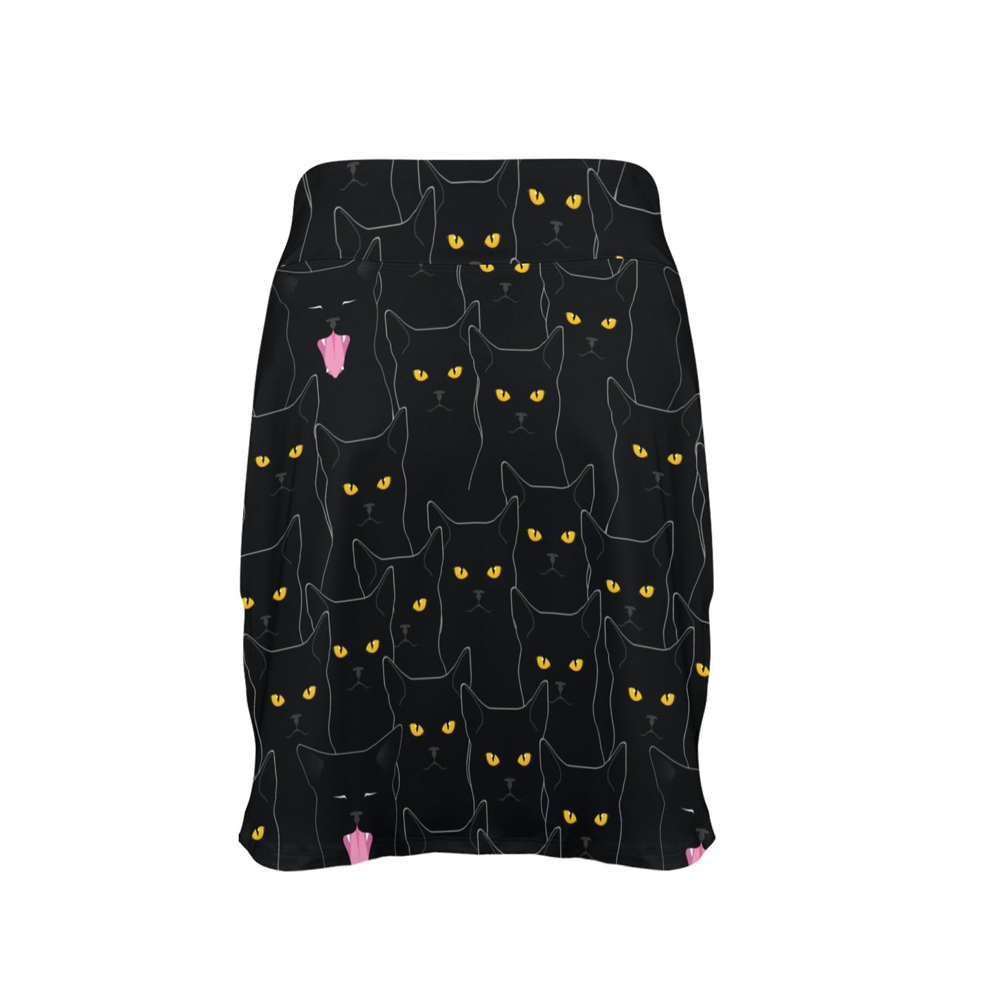 Black Cat Yellow Eyes Print Pattern 17" Golf & Pickleball Skort with Pockets