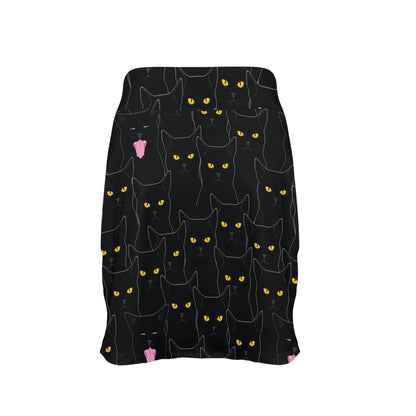 Black Cat Yellow Eyes Print Pattern 17" Golf & Pickleball Skort with Pockets