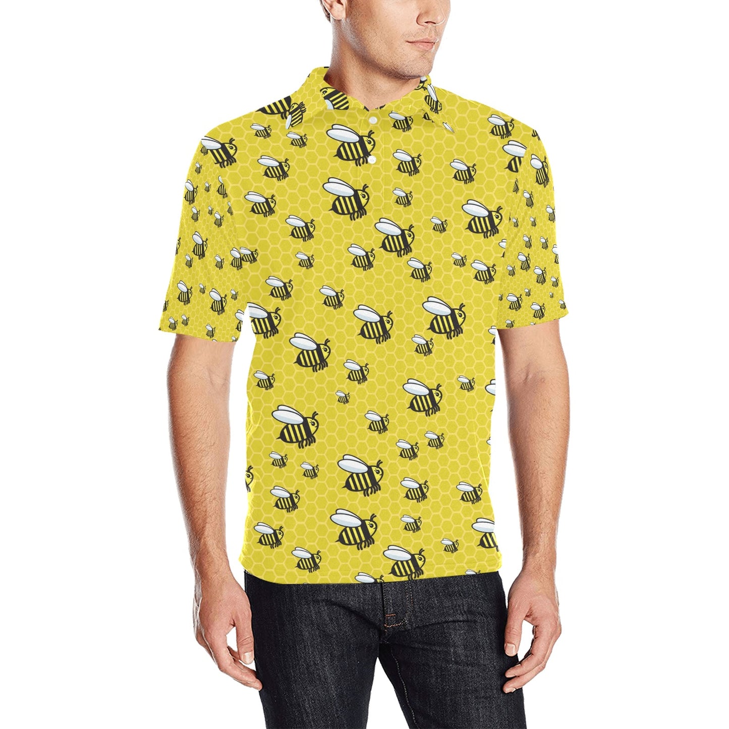 Bee Cute Print Design LKS308 Men Polo Shirt