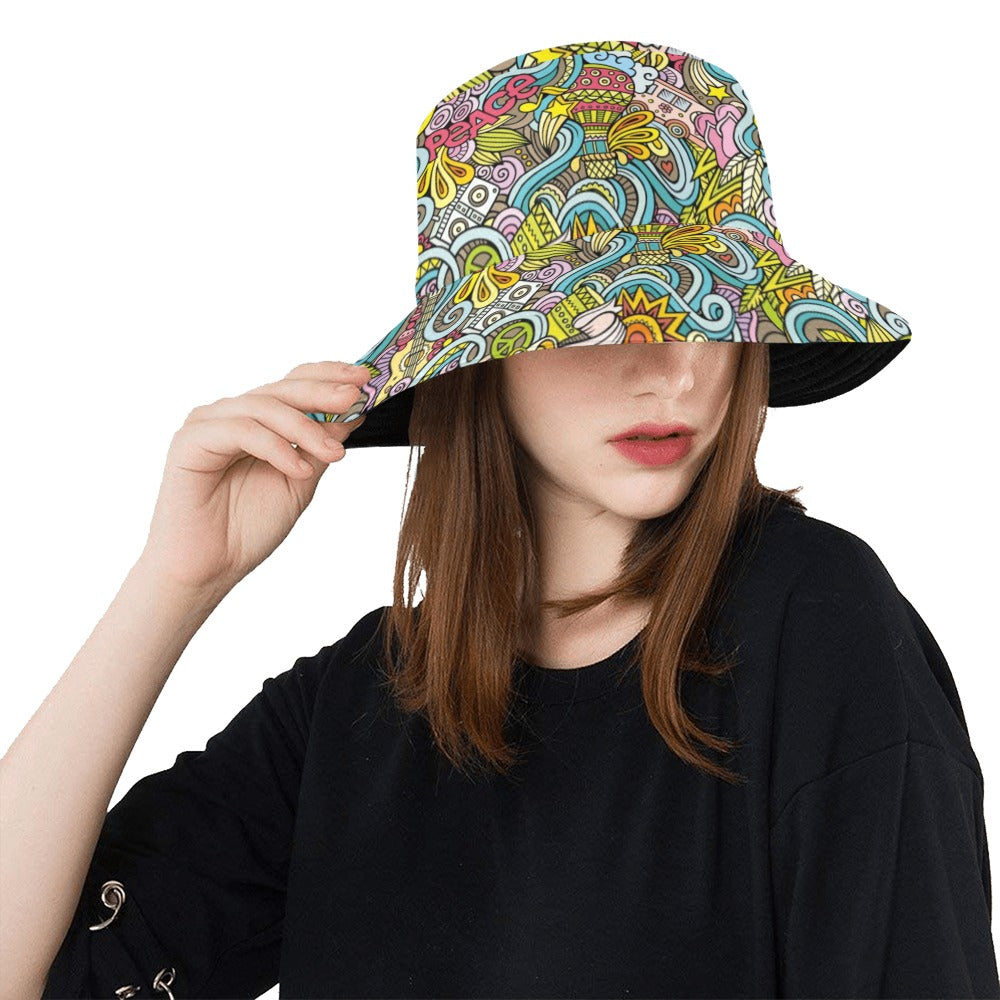 Hippie Print Design LKS301 Unisex Bucket Hat