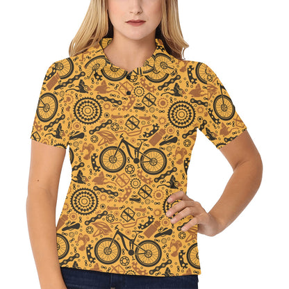 Mountain bike Pattern Print Design 03 Women's Polo Shirt