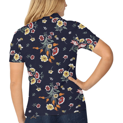 Summer Floral Pattern Print Design SF01 Women's Polo Shirt