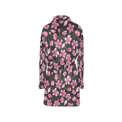 Apple blossom Pattern Print Design AB03 Women's Fleece Robe