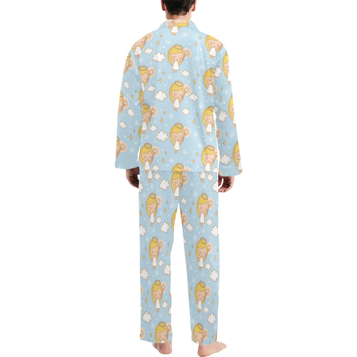 Angel Pattern Print Design 05 Men's Long Pajama Set
