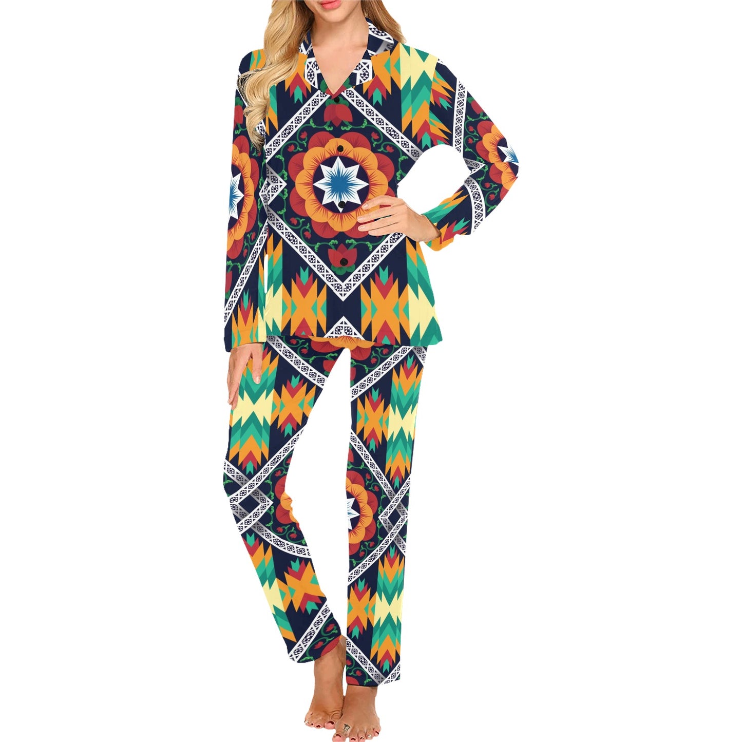 African Kente Women's Long Pajama Set