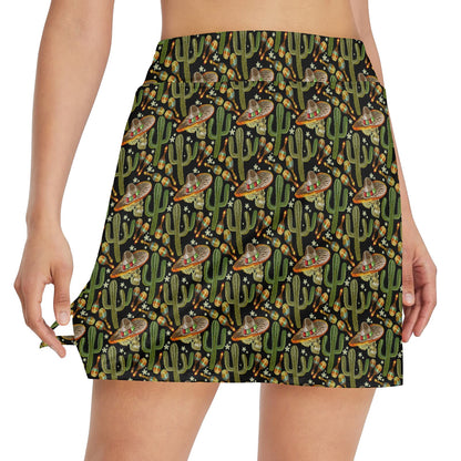 Western Style Print 17" Golf & Pickleball Skort with Pockets