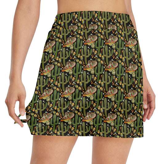 Western Style Print 17" Golf & Pickleball Skort with Pockets