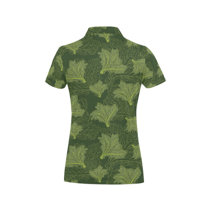 Kale Pattern Print Design 01 Women's Polo Shirt