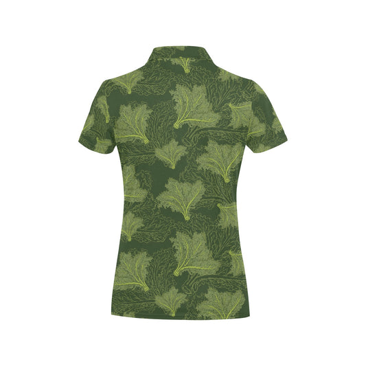 Kale Pattern Print Design 01 Women's Polo Shirt