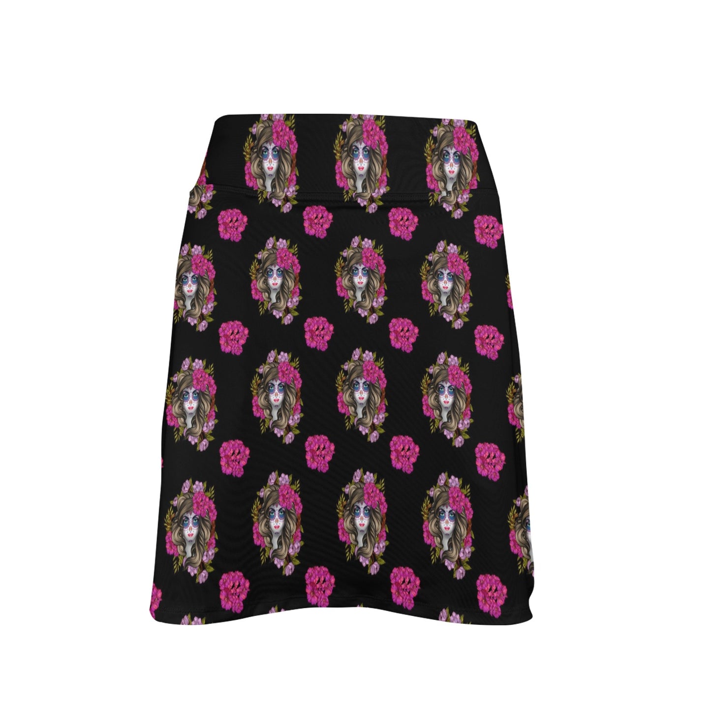 Day of the Dead Makeup Girl 17" Golf & Pickleball Skort with Pockets