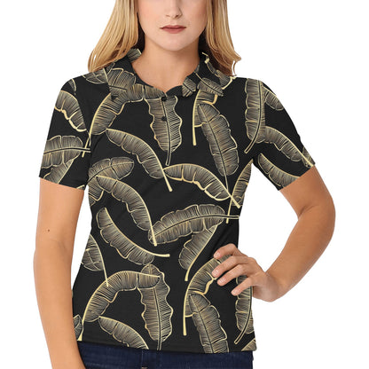 Banana Leaf Pattern Print Design BL07 Women's Polo Shirt