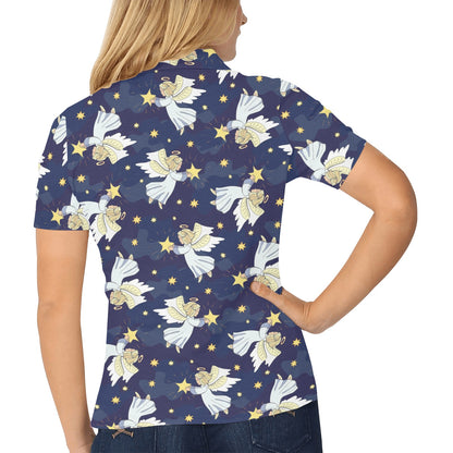 Angel Pattern Print Design 06 Women's Polo Shirt