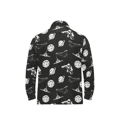 Space Astronauts Print Long Sleeve Polo Shirt For Men's