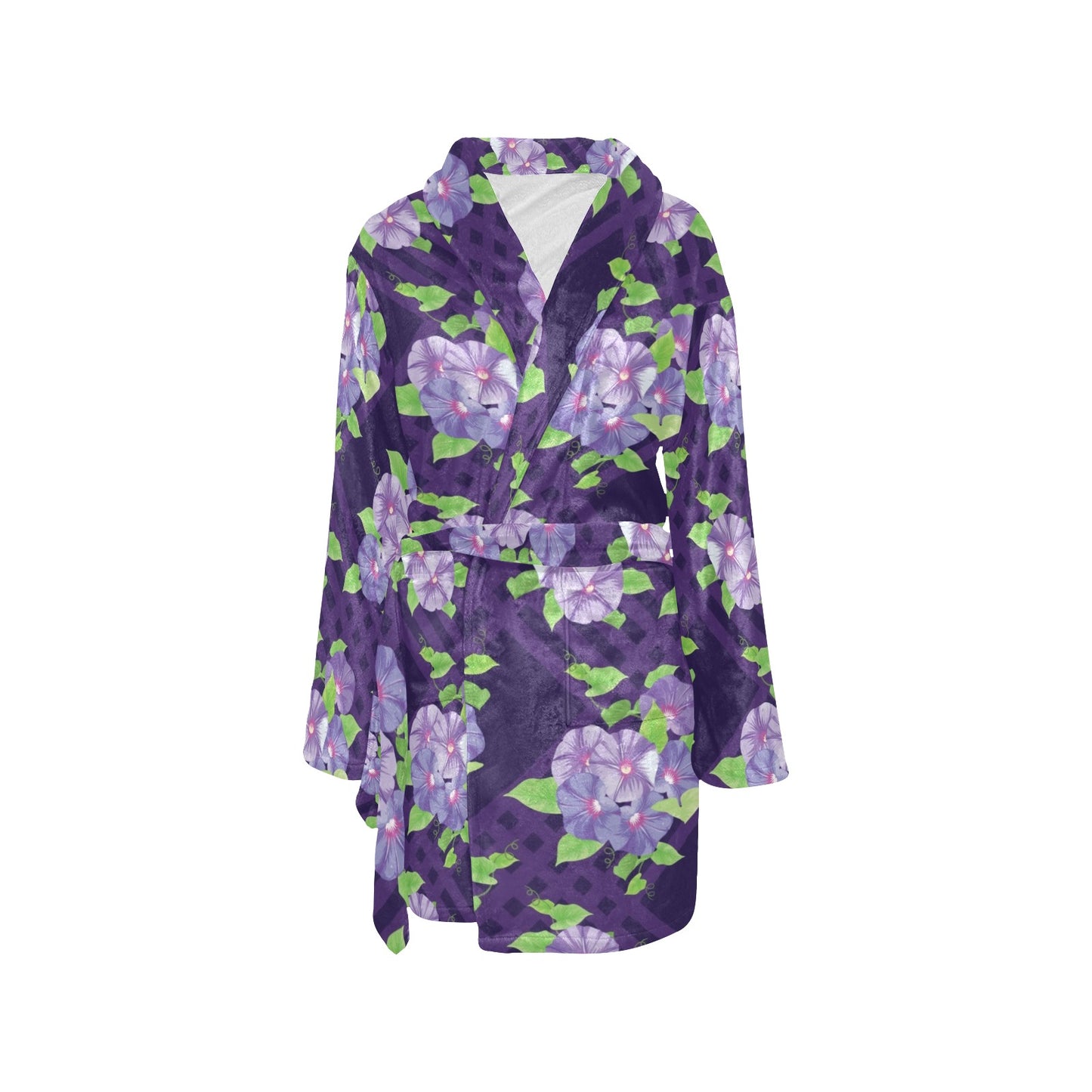 Morning Glory Pattern Print Design MG03 Women's Fleece Robe