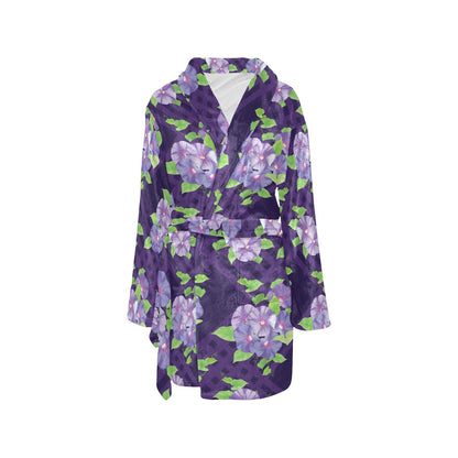 Morning Glory Pattern Print Design MG03 Women's Fleece Robe