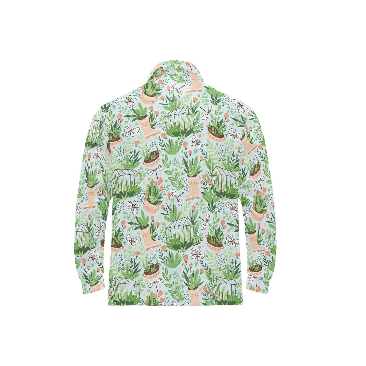 Gardening Pattern Print Design G04 Long Sleeve Polo Shirt For Men's