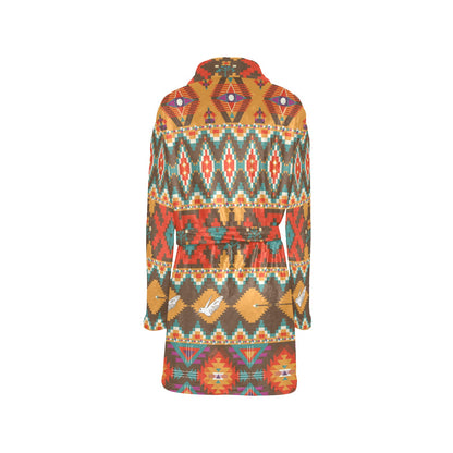 Native Pattern Print Design A01 Women's Fleece Robe