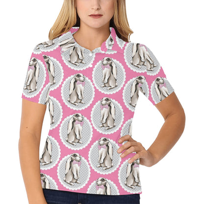 Rabbit Pattern Print Design RB019 Women's Polo Shirt