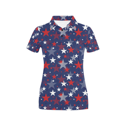 Star Print Design LKS304 Women's Polo Shirt