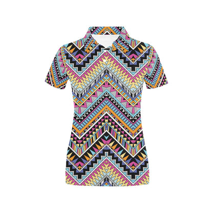 Multicolor zigzag Tribal Aztec Women's Polo Shirt