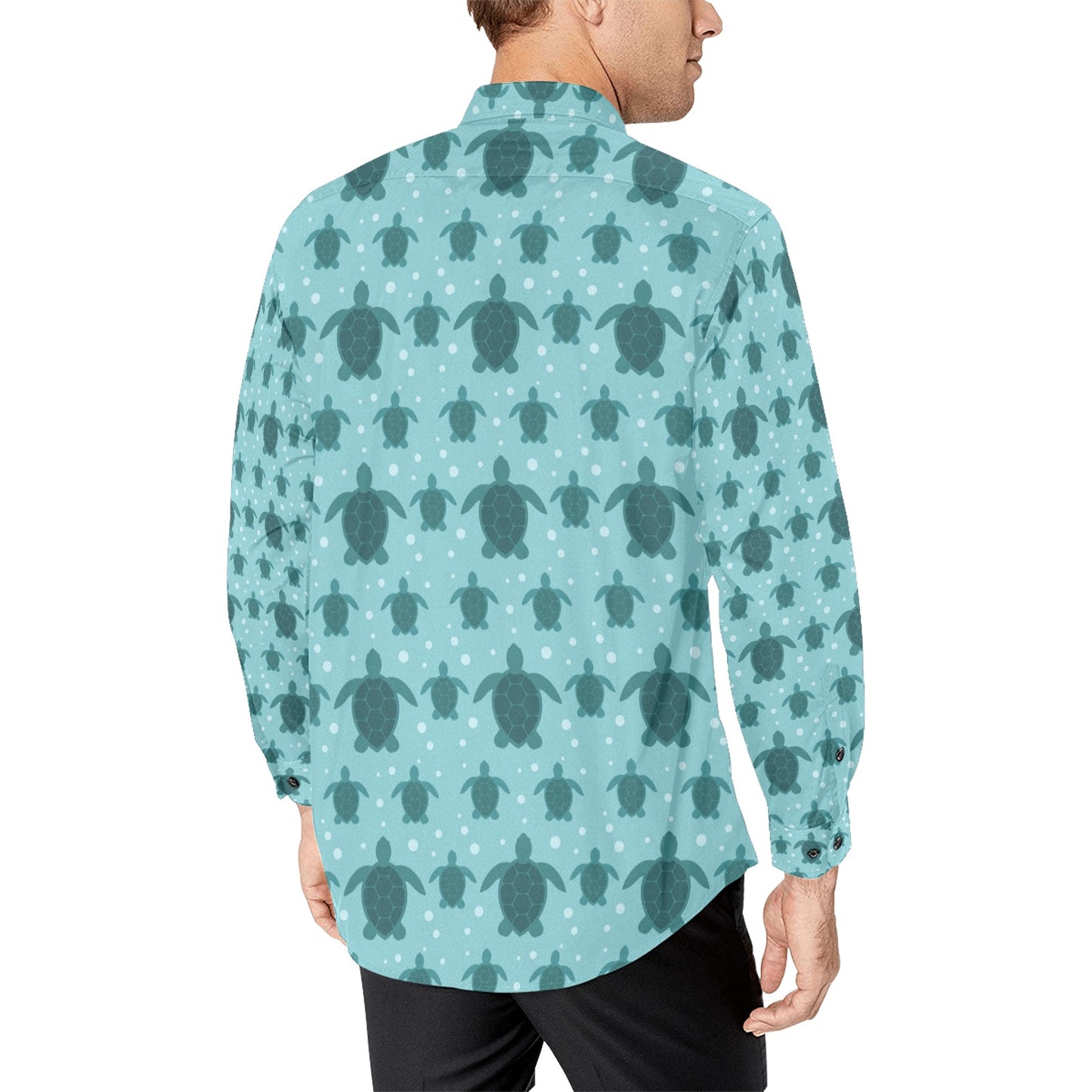 Sea Turtle Print Design LKS305 Men's Long Sleeve Dress Shirt