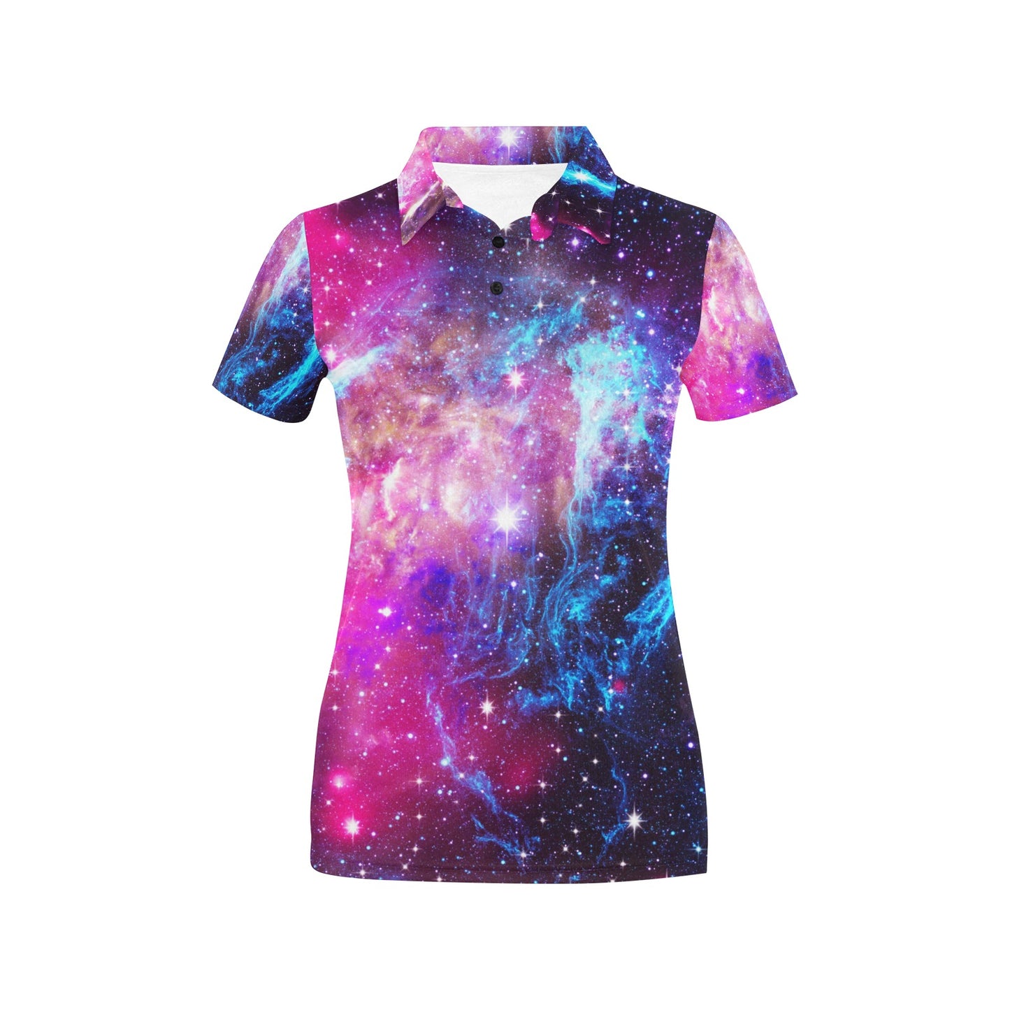 Galaxy Night Purple Space Print Women's Polo Shirt