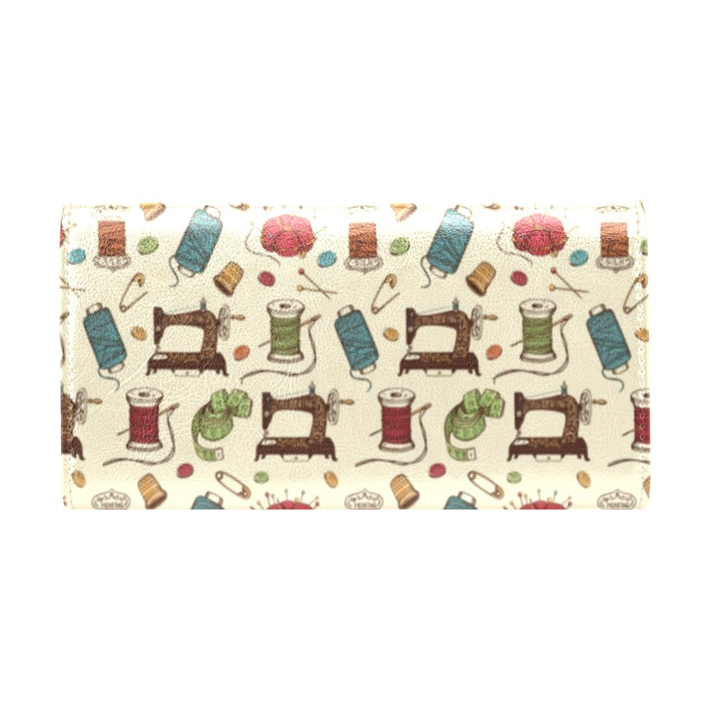 Sewing Equipment Print Design LKS303 Women's Trifold Wallet