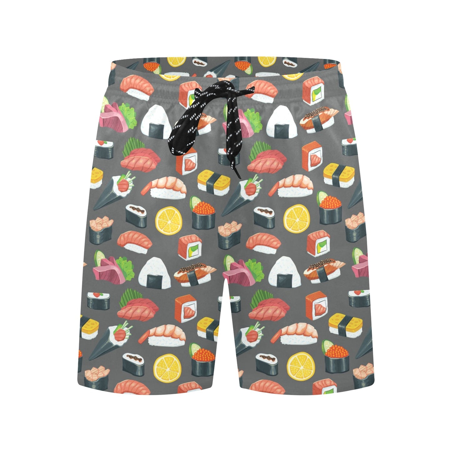 Sushi Print Design LKS302 Men's Swim Trunks Beach Shorts
