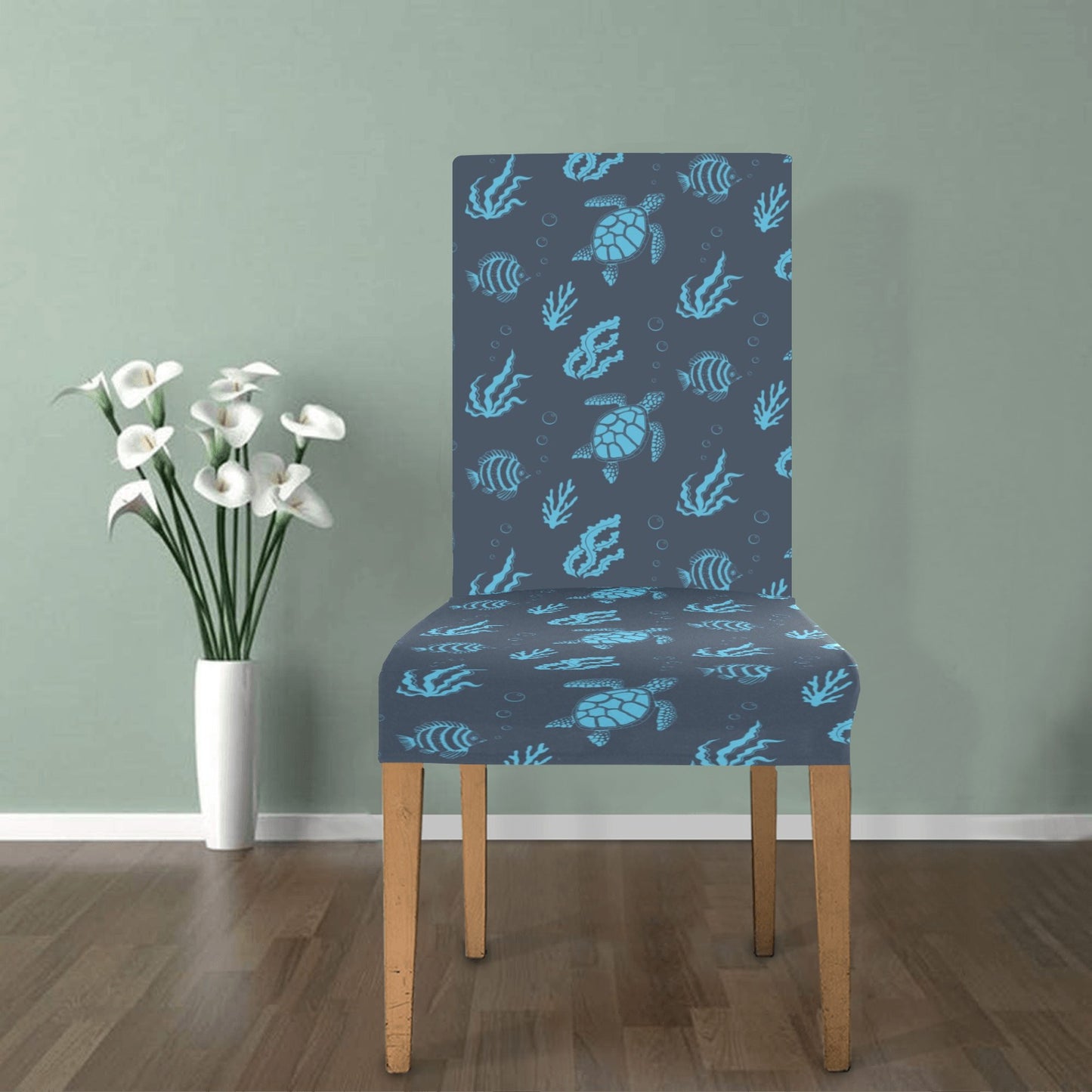 Sea Turtle Print Design LKS307 Dining Chair Slipcover