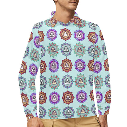 Third Eye Print Design LKS302 Long Sleeve Polo Shirt For Men's