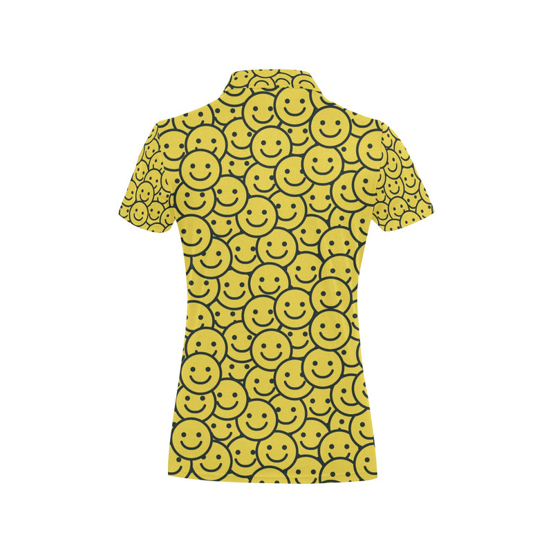 Smiley Face Emoji Print Design LKS302 Women's Polo Shirt