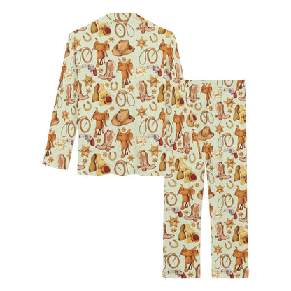 Western Cowboy Design Pattern Women's Long Pajama Set