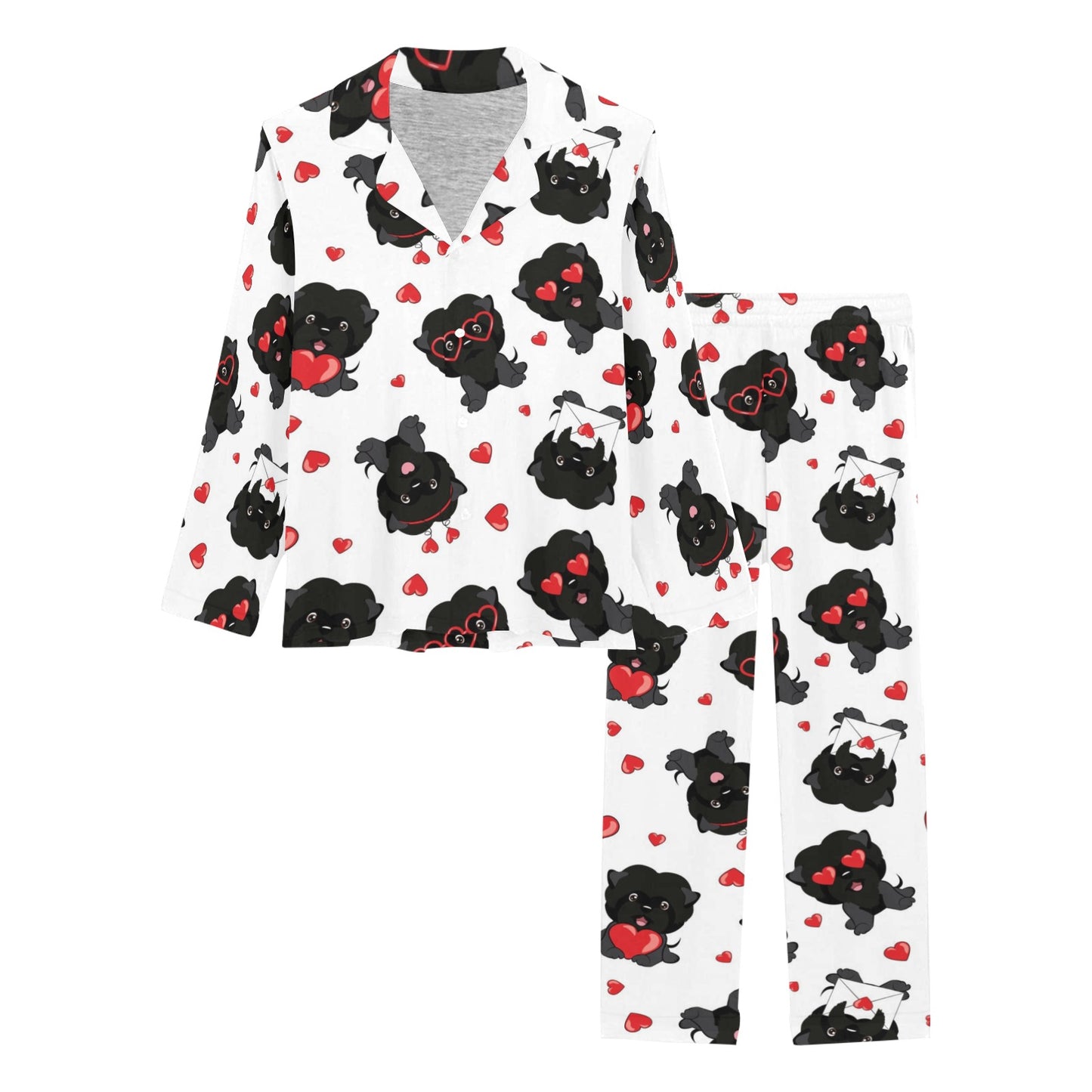 Affenpinscher Pattern Print Design 01 Women's Long Pajama Set