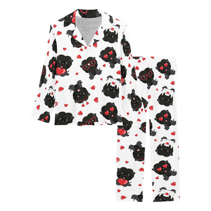 Affenpinscher Pattern Print Design 01 Women's Long Pajama Set