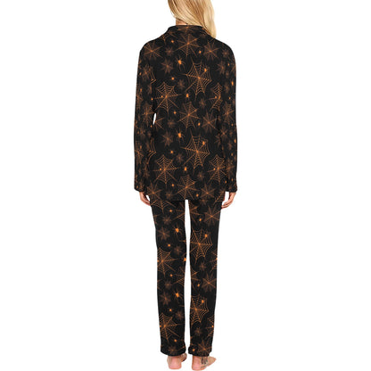 Spider Web Print Design LKS306 Women's Long Pajama Set