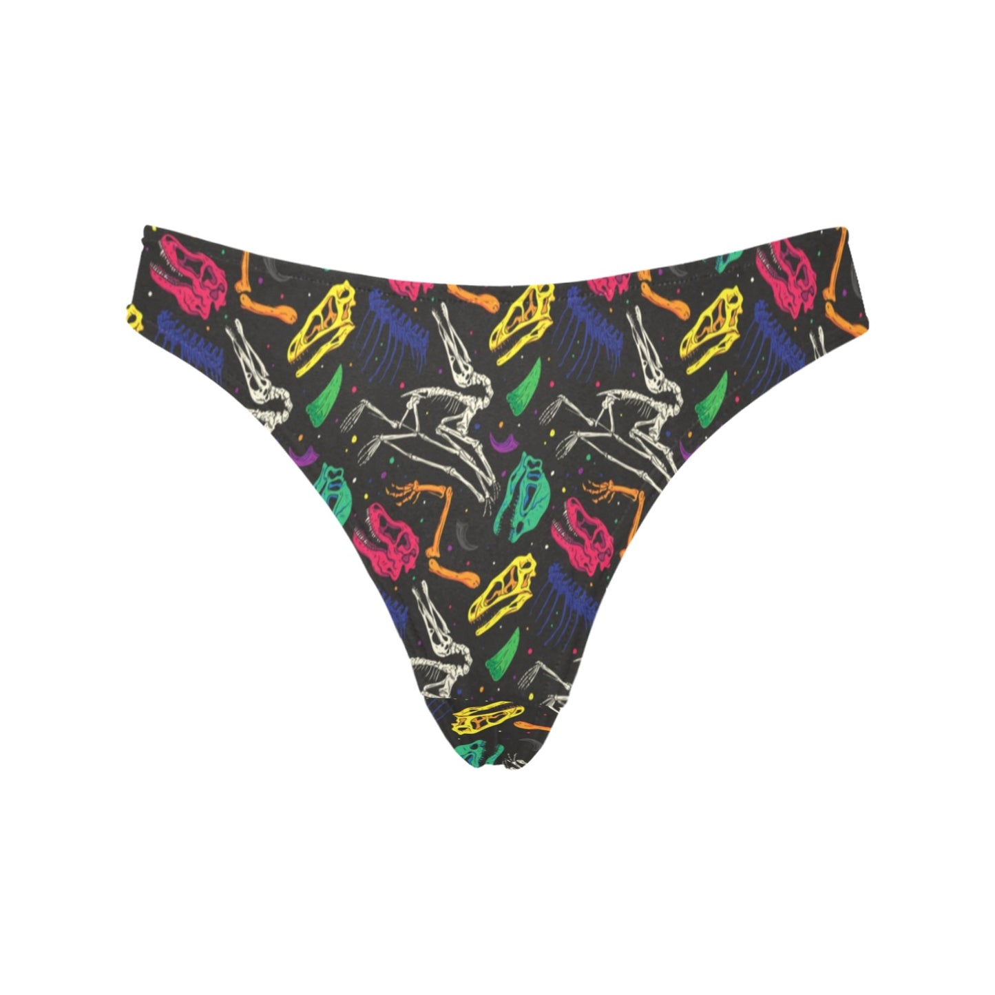 Dinosaur Skull Color Print Pattern Women's Thongs