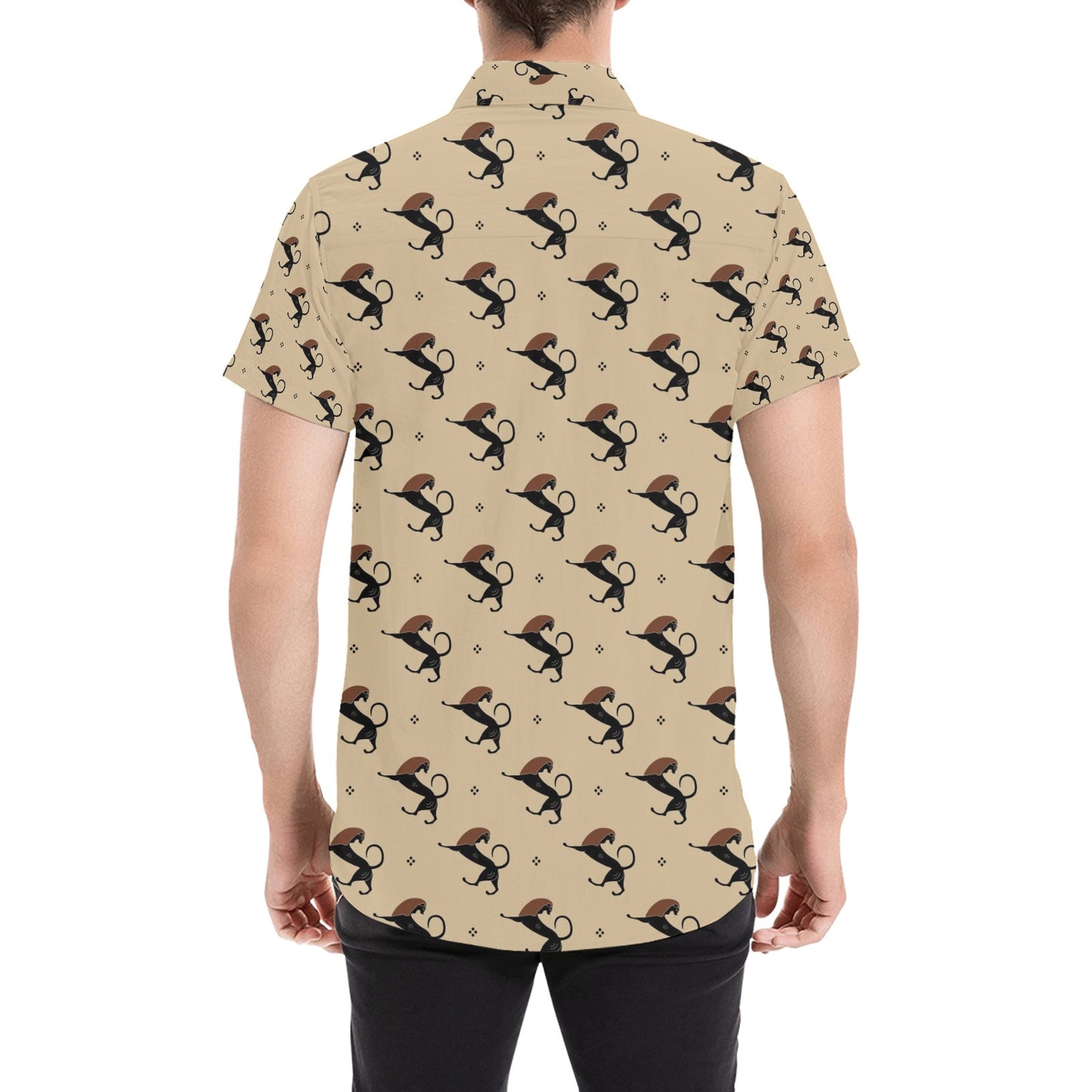Ancient Greek Print Design LKS3011 Men Short Sleeve Button Up Shirt