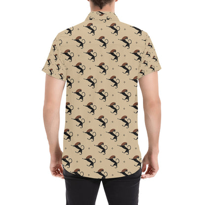 Ancient Greek Print Design LKS3011 Men Short Sleeve Button Up Shirt