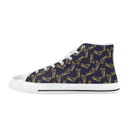 Harp Print Design LKS401 Men's High Top Canvas Shoes