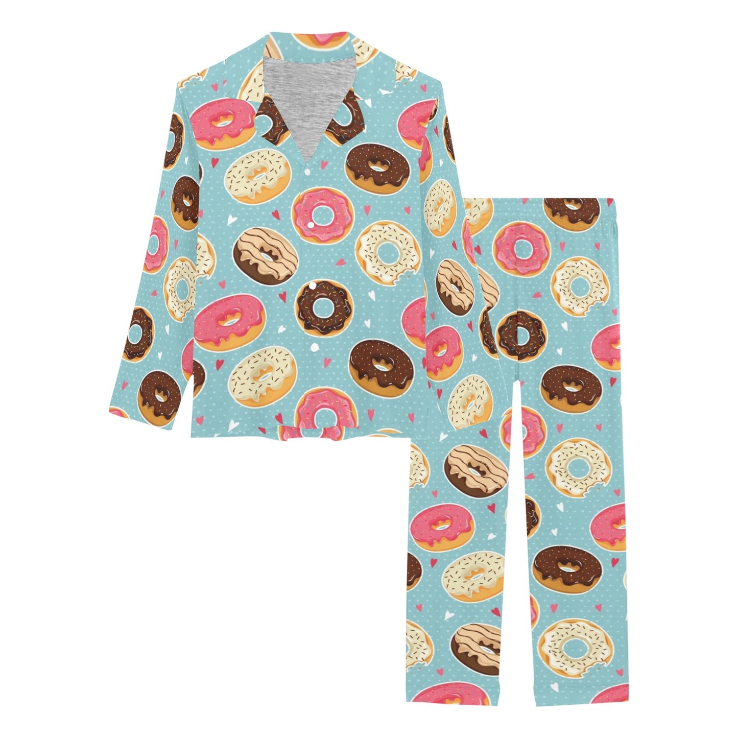 Donut Pattern Print Design DN04 Women's Long Pajama Set