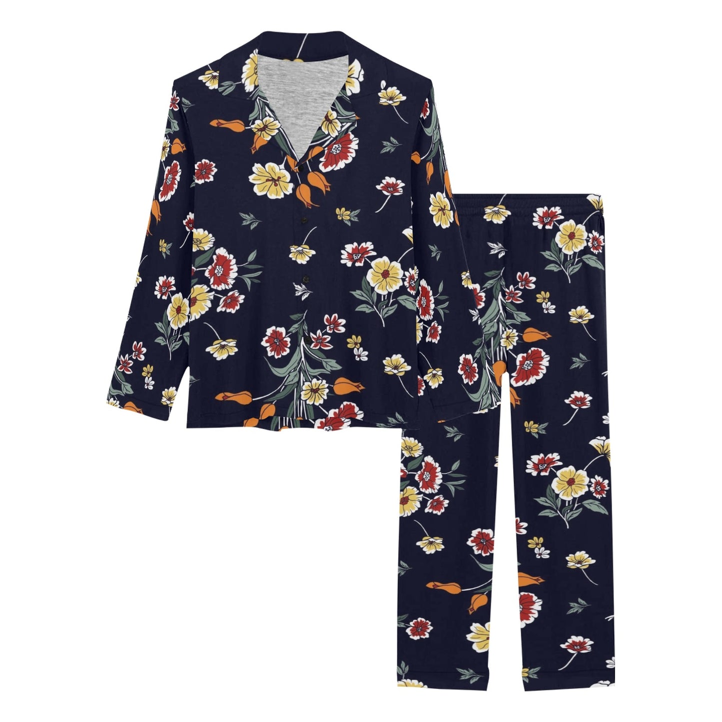 Summer Floral Pattern Print Design SF01 Women's Long Pajama Set